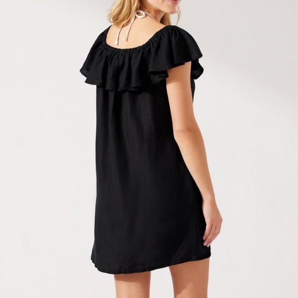 100% Prima Cotton Black Goldie, off the shoulder Sun dress. Like new! Small - Picture 2 of 14